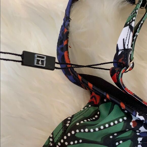 Tropical Forest Lace Up Waist One Piece Swimsuit M - Picture 9 of 13